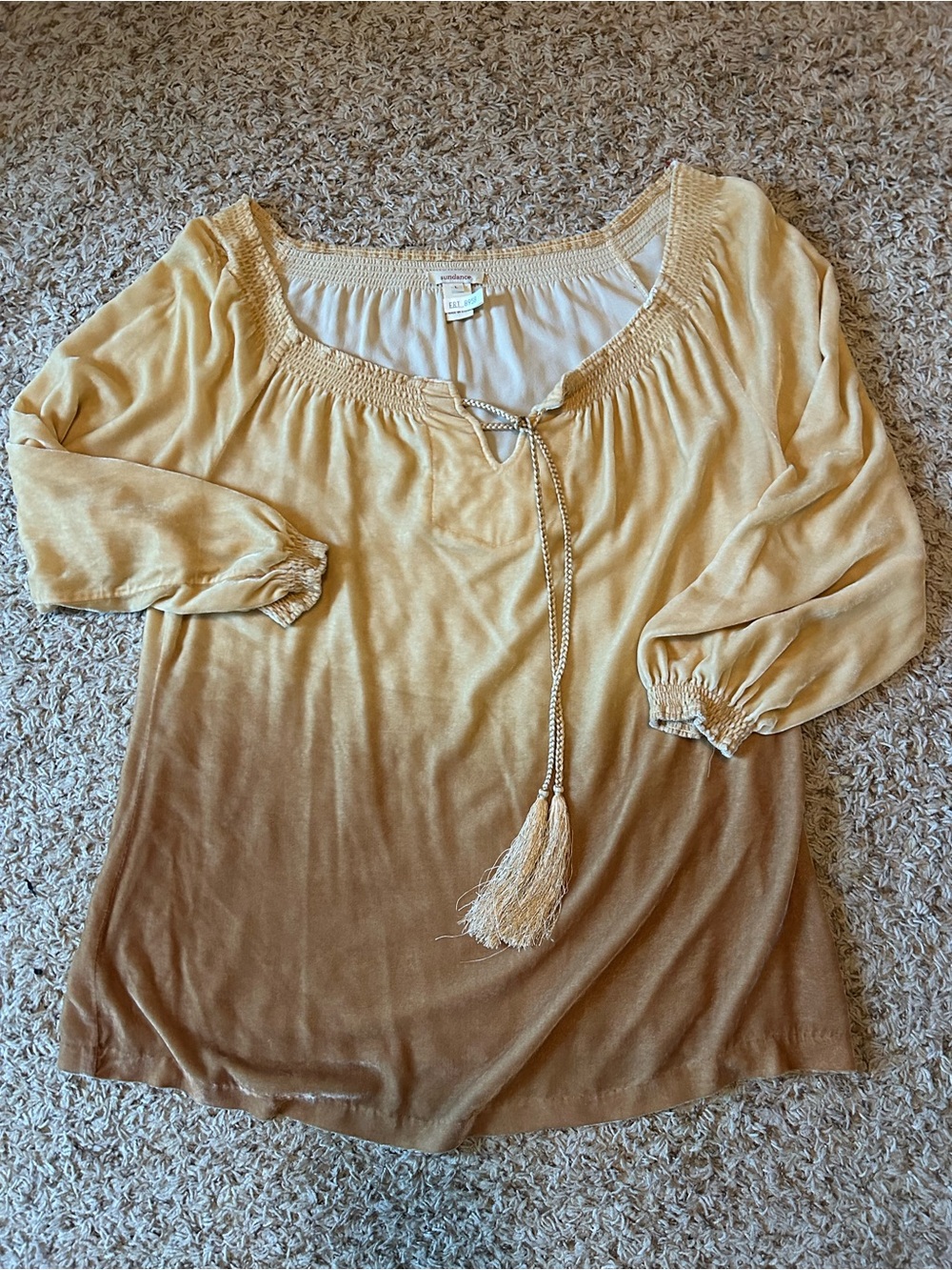 Sundance Golden Hombre Blouse Silk Rayon L XL